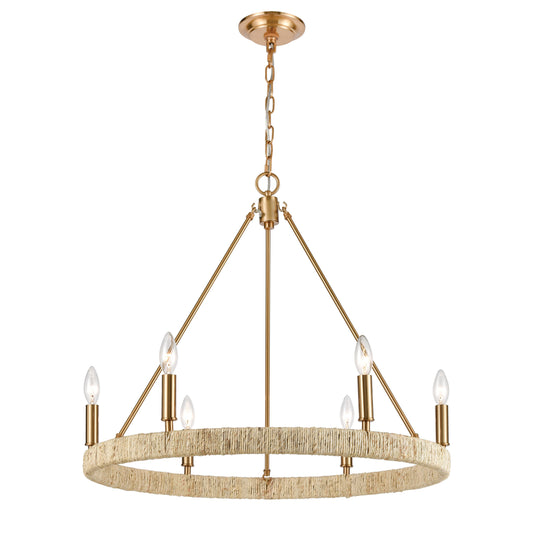 ELK SHOWROOM 32415/6 Abaca 27'' Wide 6-Light Chandelier - Satin Brass