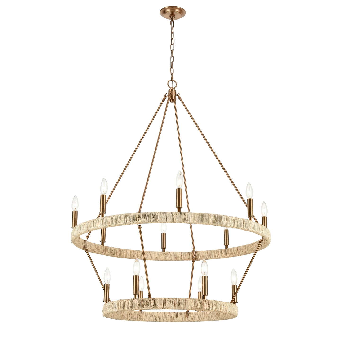 ELK SHOWROOM 32418/8+6 Abaca 36'' Wide 14-Light Chandelier - Satin Brass