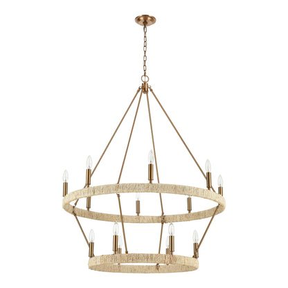 ELK SHOWROOM 32418/8+6 Abaca 36'' Wide 14-Light Chandelier - Satin Brass