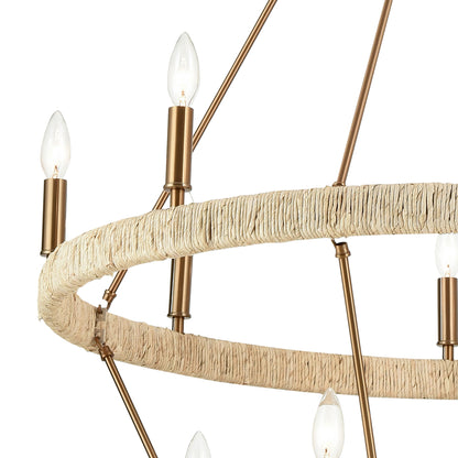 ELK SHOWROOM 32418/8+6 Abaca 36'' Wide 14-Light Chandelier - Satin Brass