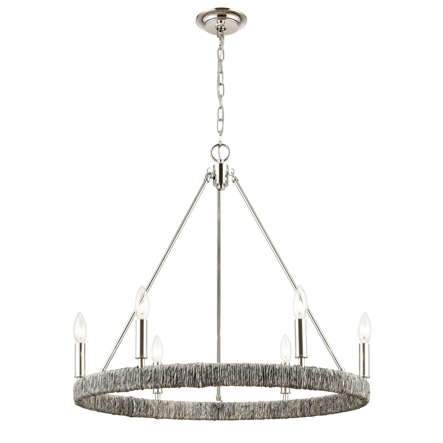 ELK SHOWROOM 32515/6 Abaca 27'' Wide 6-Light Chandelier - Polished Nickel