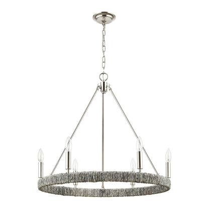 ELK SHOWROOM 32515/6 Abaca 27'' Wide 6-Light Chandelier - Polished Nickel