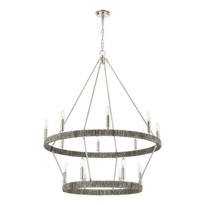 ELK SHOWROOM 32518/8+6 Abaca 36'' Wide 14-Light Chandelier - Polished Nickel