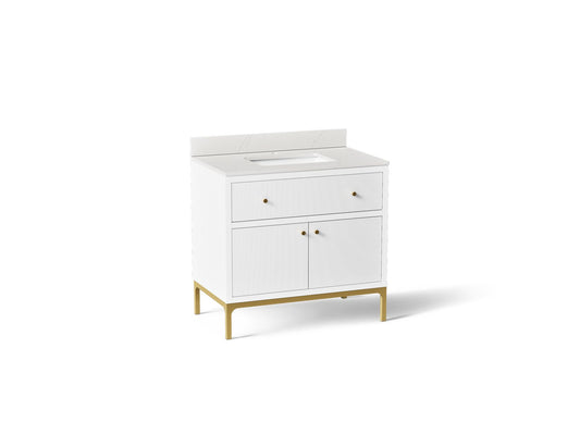 KOHLER K-32760-0 Calpa 36" bathroom vanity cabinet with sink and quartz top - White