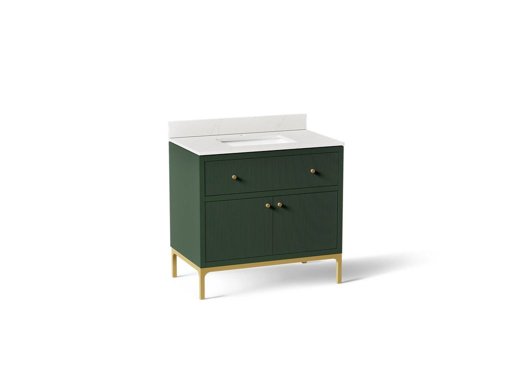 KOHLER K-32760-EMG Calpa 36" Bathroom Vanity Cabinet With Sink And Quartz Top - Emerald Green