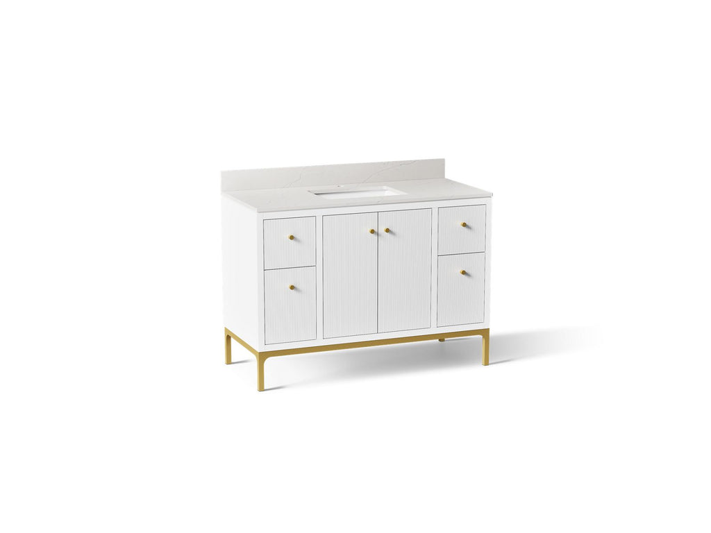 KOHLER K-32834-0 Calpa 48" Bathroom Vanity Cabinet With Sink And Quartz Top - White