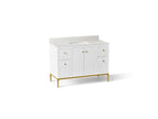 KOHLER K-32834-0 Calpa 48" Bathroom Vanity Cabinet With Sink And Quartz Top - White