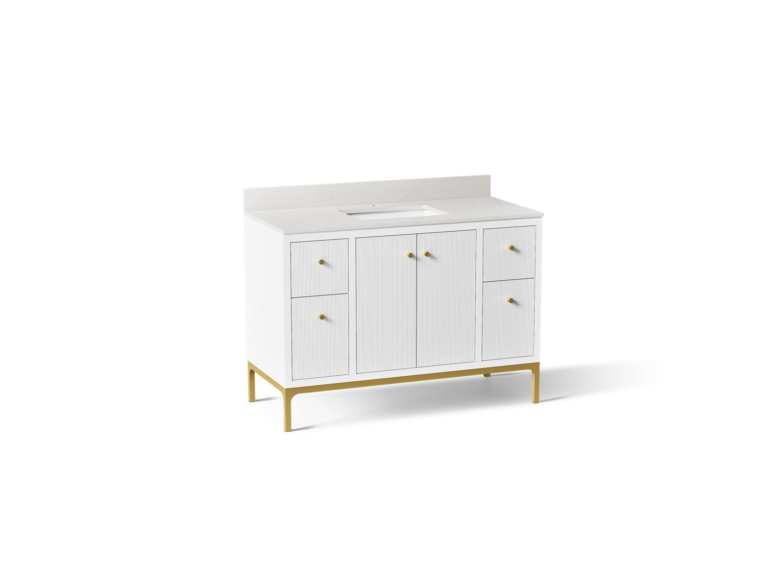 KOHLER K-32834-0 Calpa 48" Bathroom Vanity Cabinet With Sink And Quartz Top - White