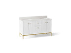 KOHLER K-32835-0 Calpa 60" Bathroom Vanity Cabinet With Sinks And Quartz Top - White