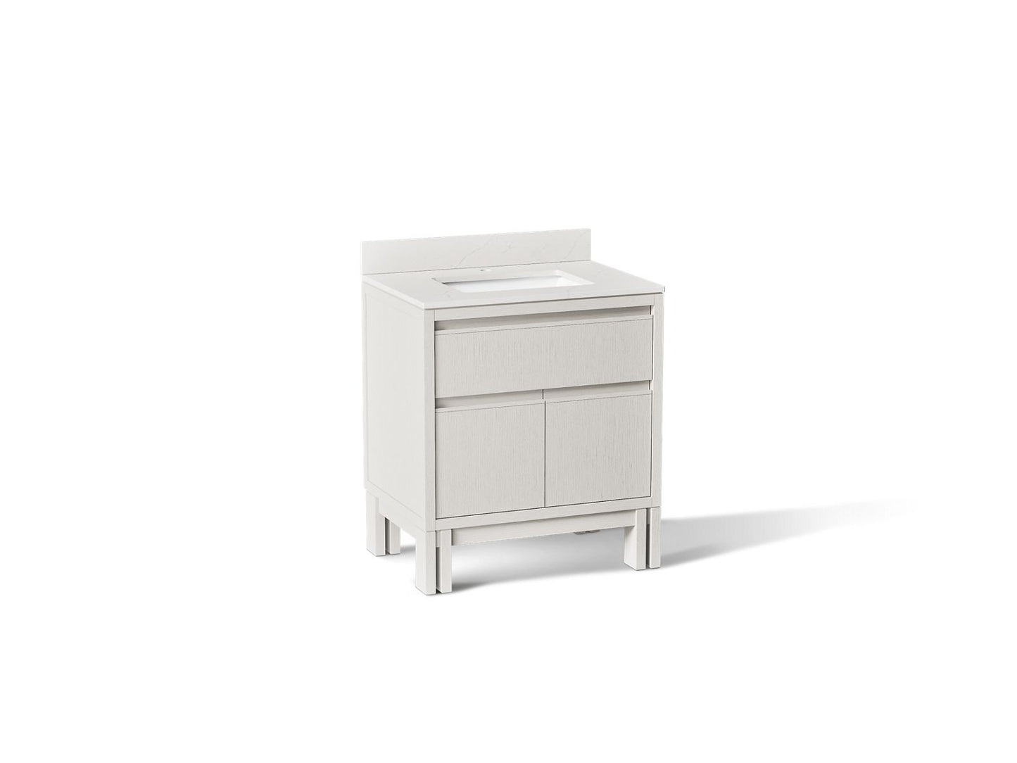 KOHLER K-32836-GW0 Solive 30" bathroom vanity cabinet with sink and quartz top - Gossamer White