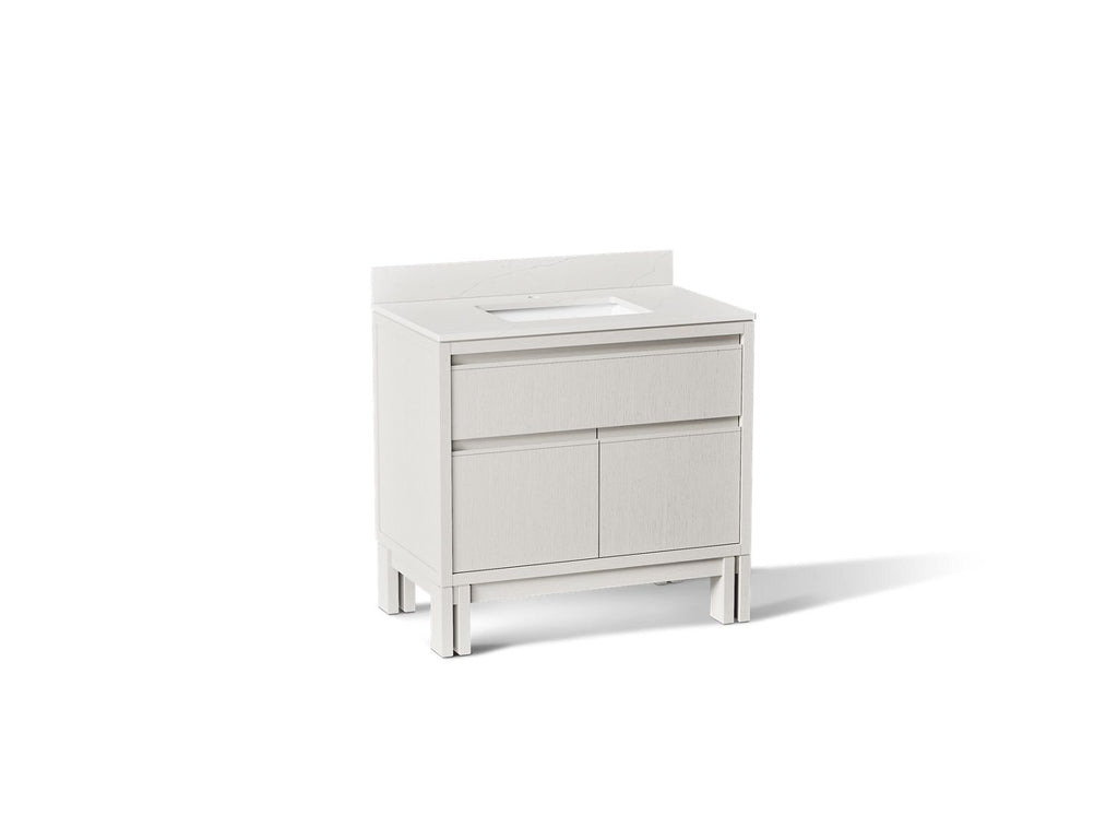 KOHLER K-32838-GW0 Solive 36" Bathroom Vanity Cabinet With Sink And Quartz Top - Gossamer White