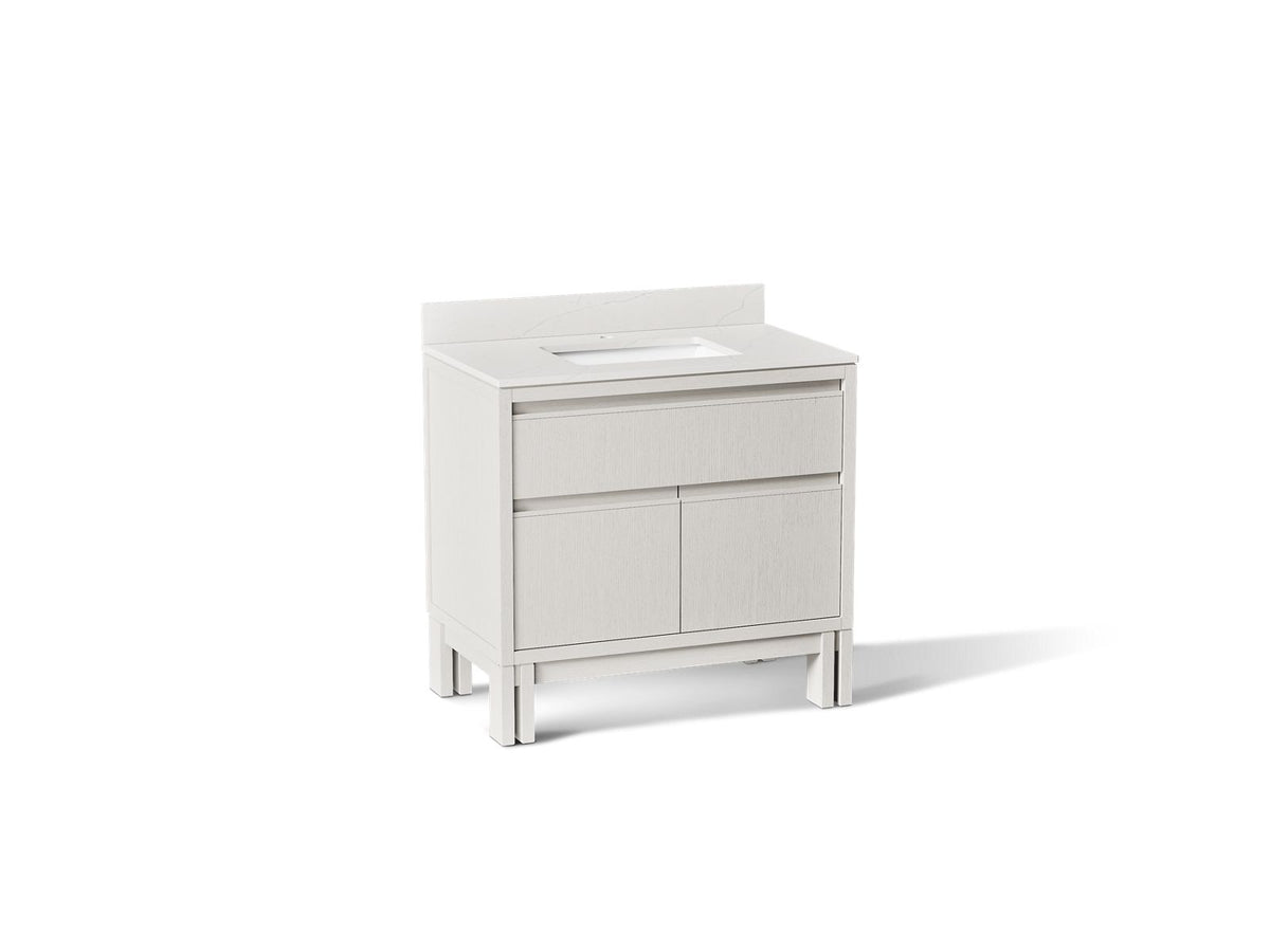 KOHLER K-32838-GW0 Solive 36" Bathroom Vanity Cabinet With Sink And Quartz Top - Gossamer White