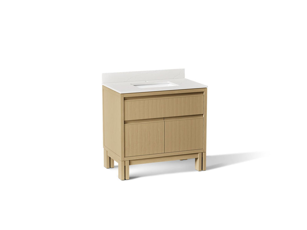 KOHLER K-32838-WEK Solive 36" Bathroom Vanity Cabinet With Sink And Quartz Top - Light Oak