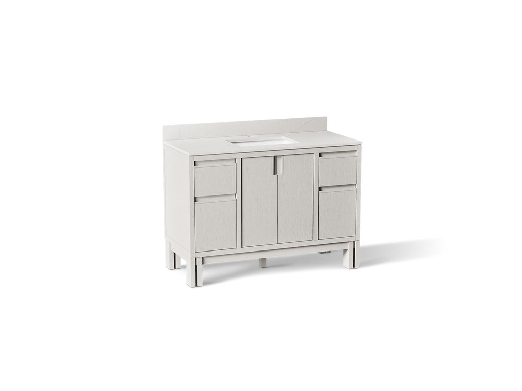 KOHLER K-32839-GW0 Solive 48" Bathroom Vanity Cabinet With Sink And Quartz Top - Gossamer White