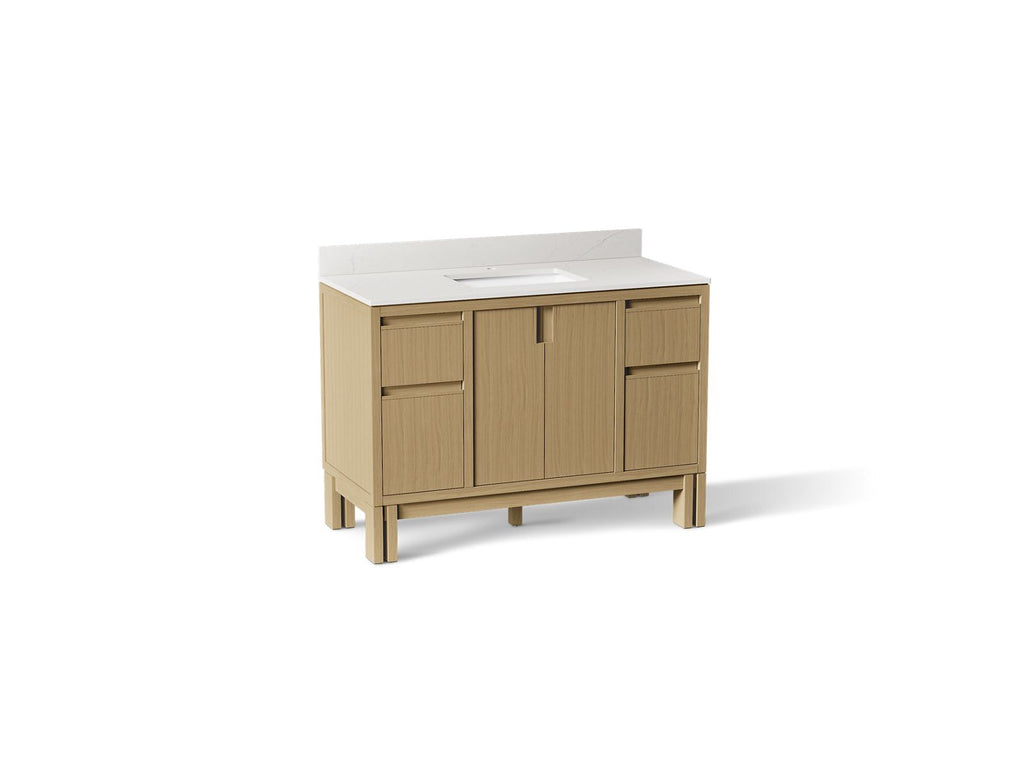 KOHLER K-32839-WEK Solive 48" Bathroom Vanity Cabinet With Sink And Quartz Top - Light Oak