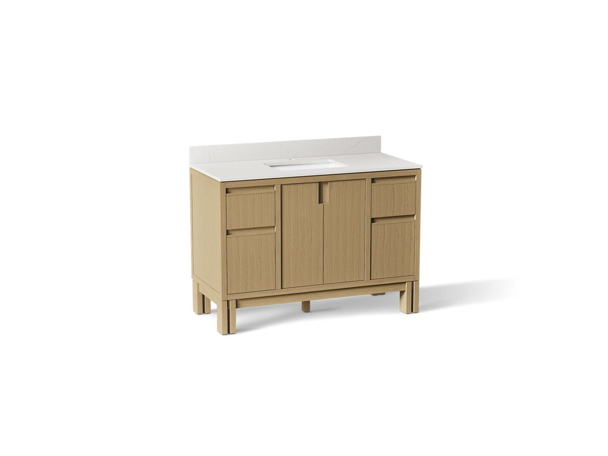 KOHLER K-32839-WEK Solive 48" Bathroom Vanity Cabinet With Sink And Quartz Top - Light Oak