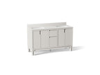 KOHLER K-32840-GW0 Solive 60" Bathroom Vanity Cabinet With Sinks And Quartz Top - Gossamer White