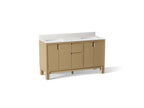 KOHLER K-32840-WEK Solive 60" Bathroom Vanity Cabinet With Sinks And Quartz Top - Light Oak