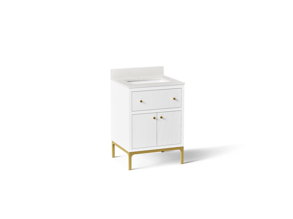 KOHLER K-33000-0 Calpa 24" Bathroom Vanity Cabinet With Sink And Quartz Top - White