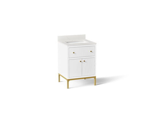 KOHLER K-33000-0 Calpa 24" bathroom vanity cabinet with sink and quartz top - White