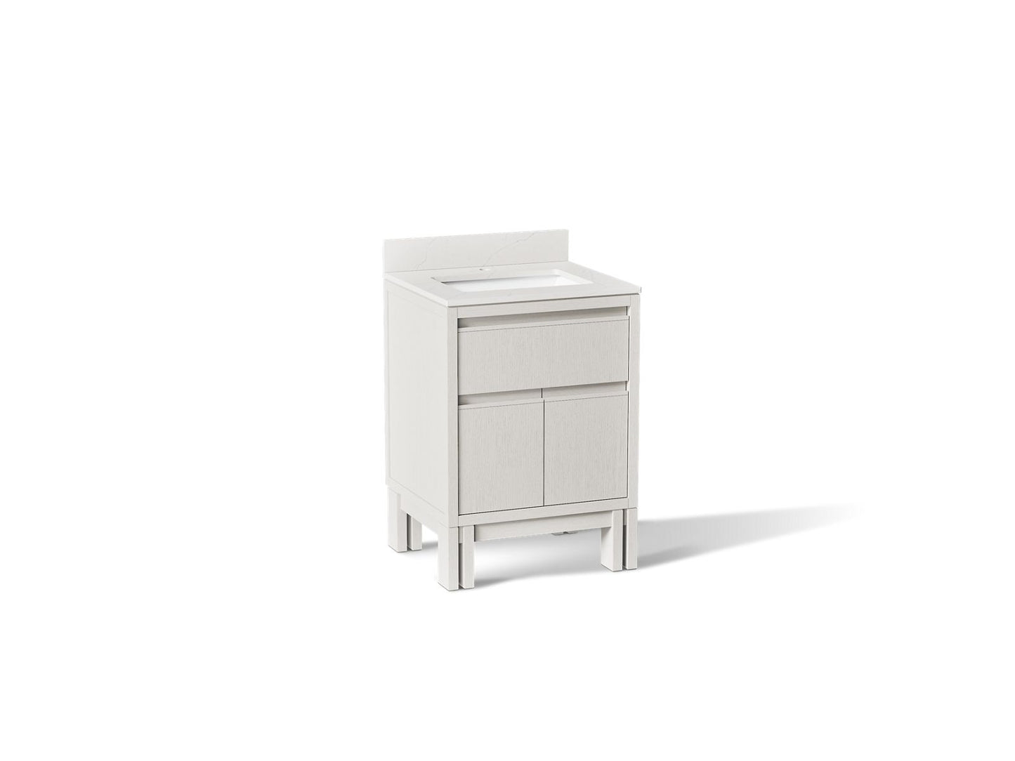 KOHLER K-33015-GW0 Solive 24" bathroom vanity cabinet with sink and quartz top - Gossamer White