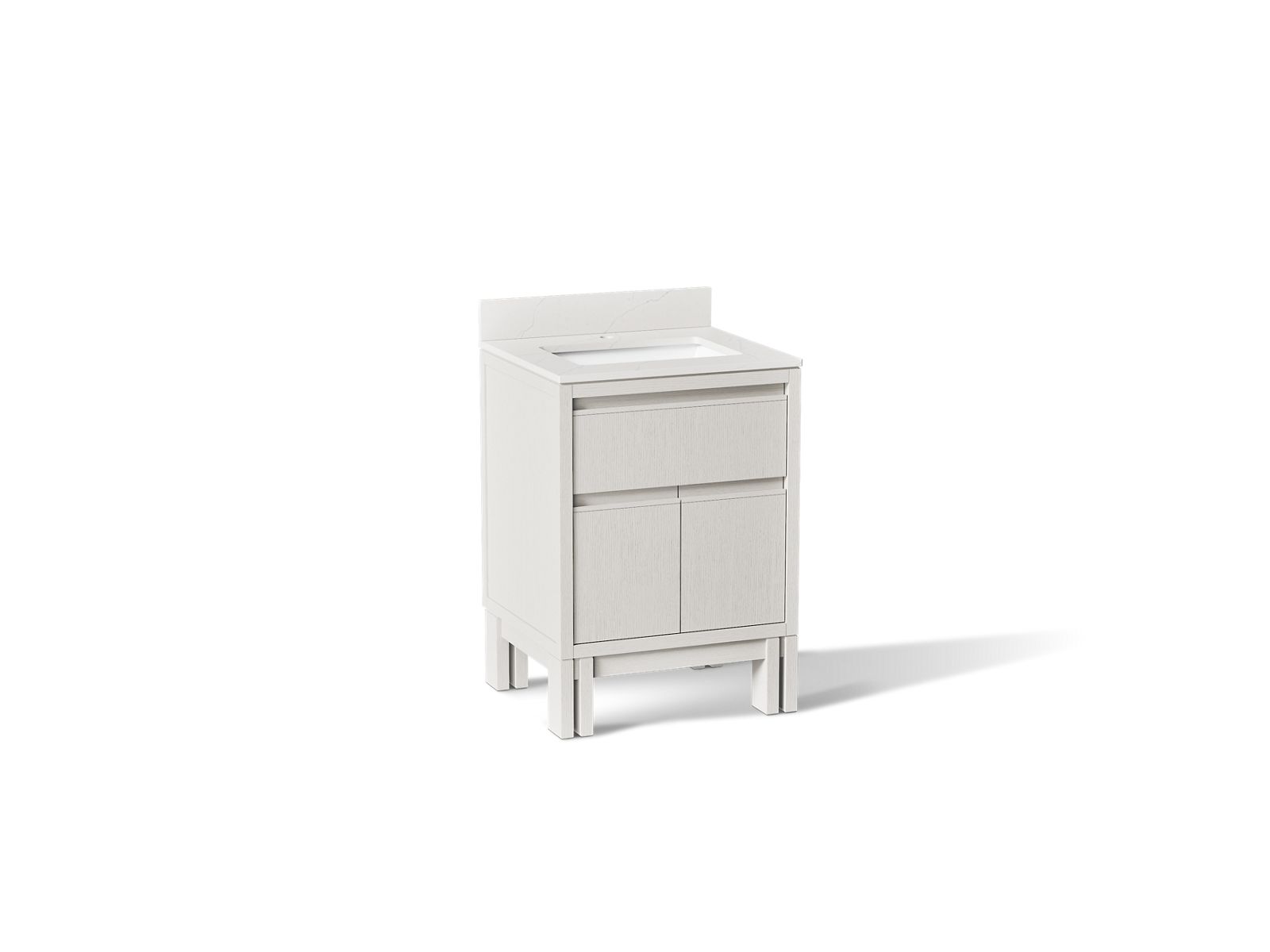 KOHLER K-33015-GW0 Solive 24" Bathroom Vanity Cabinet With Sink And Quartz Top - Gossamer White