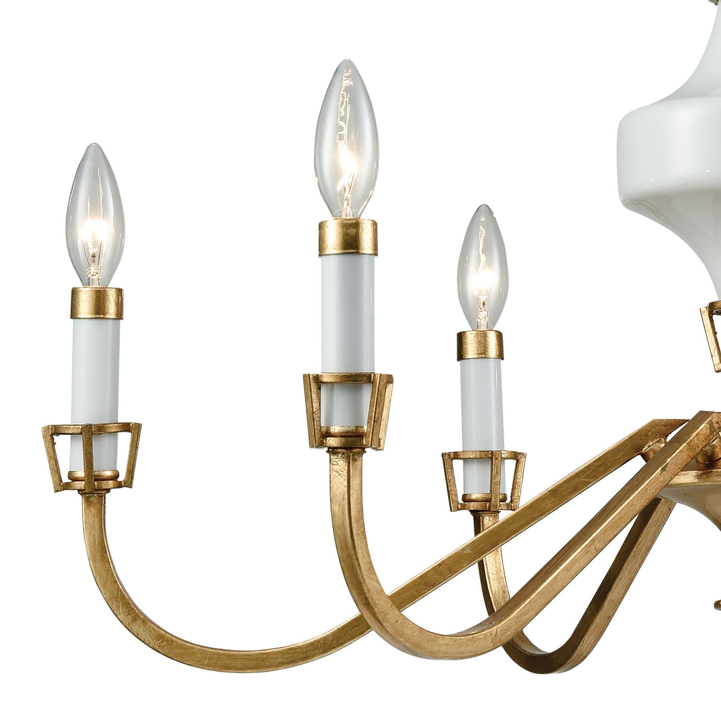 ELK SHOWROOM 33053/6 Ceramique 30'' Wide 6-Light Chandelier - Antique Gold Leaf