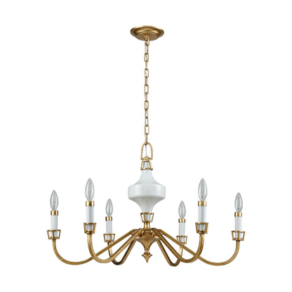 ELK SHOWROOM 33053/6 Ceramique 30'' Wide 6-Light Chandelier - Antique Gold Leaf