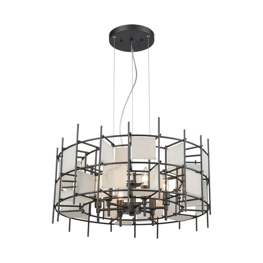 ELK SHOWROOM 33145/6 Spanish Alabaster 24'' Wide 6-Light Chandelier - Dark Graphite