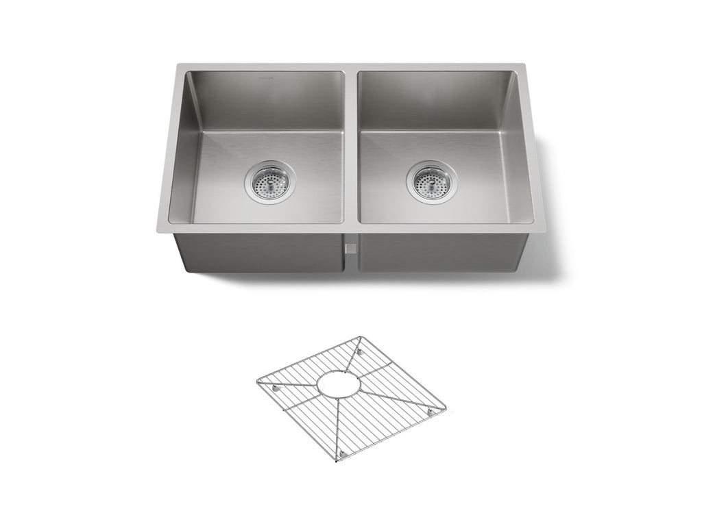 KOHLER K-33154-NA Strive 29-1/2" Undermount Double-Bowl Kitchen Sink - Stainless Steel