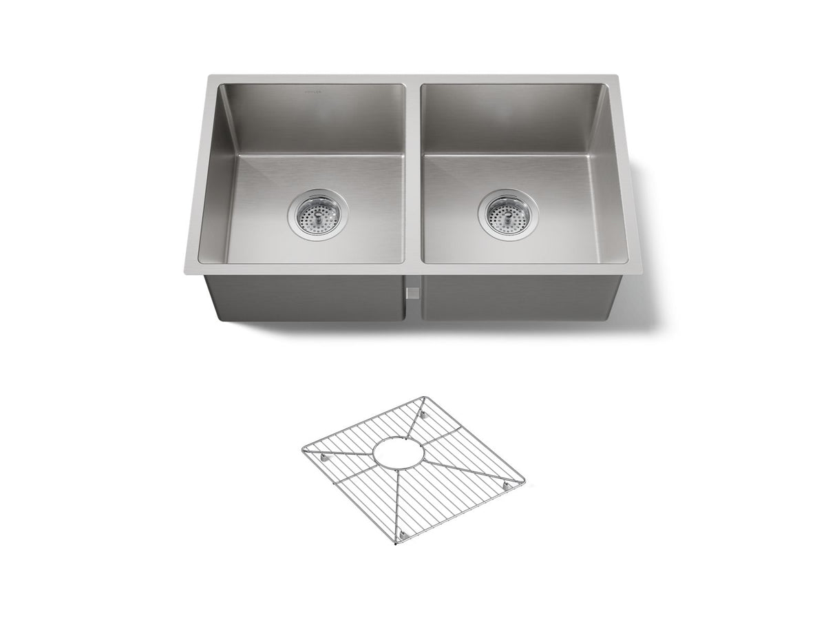 KOHLER K-33154-NA Strive 29-1/2" Undermount Double-Bowl Kitchen Sink - Stainless Steel