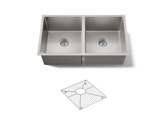 KOHLER K-33154-NA Strive 29-1/2" undermount double-bowl kitchen sink - Stainless Steel