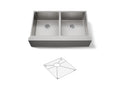 KOHLER K-33159-NA Strive 35-1/2" Undermount Double-Bowl Farmhouse Kitchen Sink With Accessories - Stainless Steel