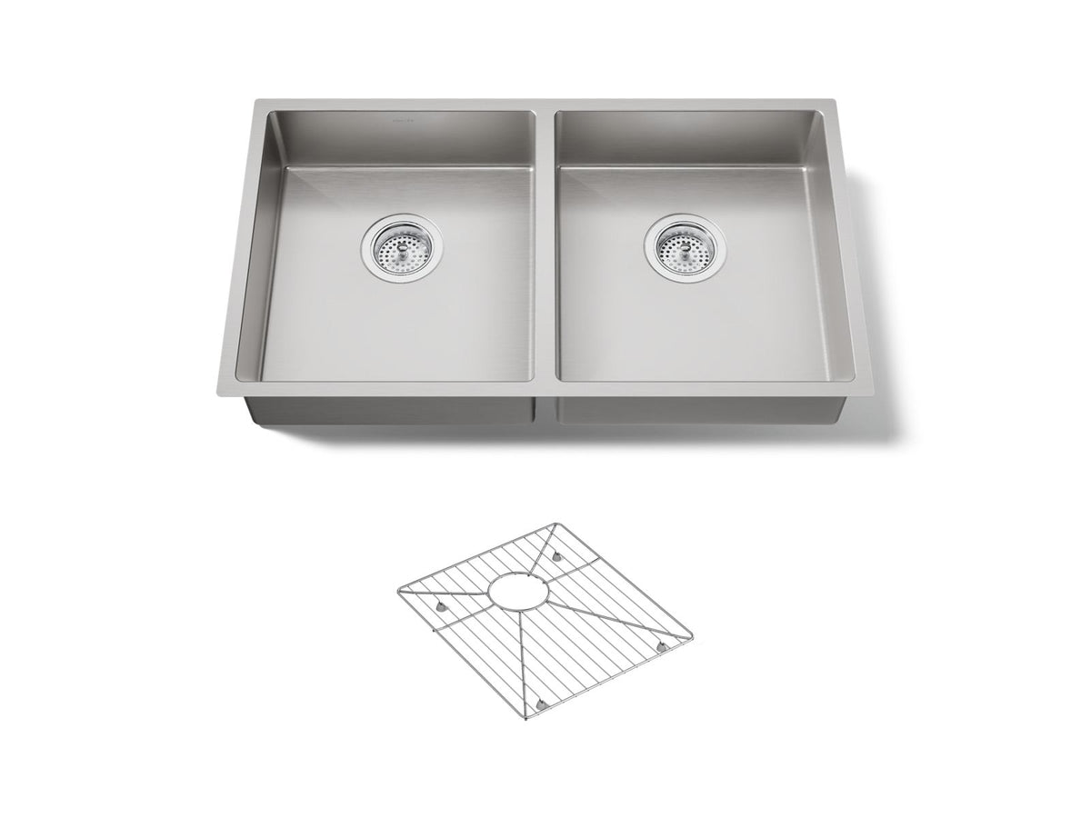 KOHLER K-33160-NA Strive 32" Undermount Double-Bowl Kitchen Sink - Stainless Steel