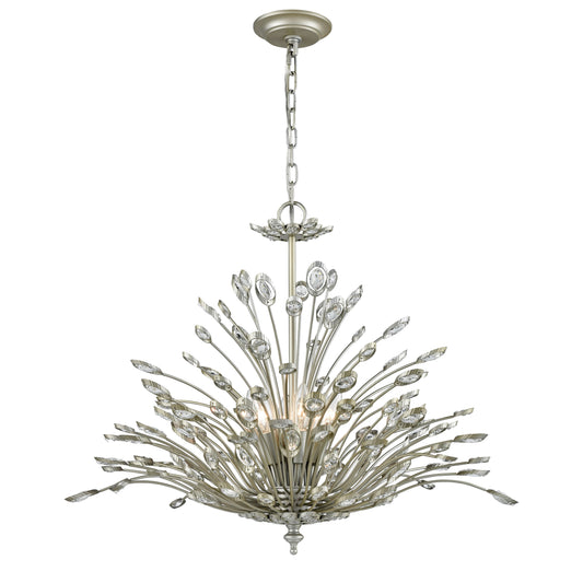 ELK SHOWROOM 33184/6 Mullica 28'' Wide 6-Light Chandelier - Aged Silver