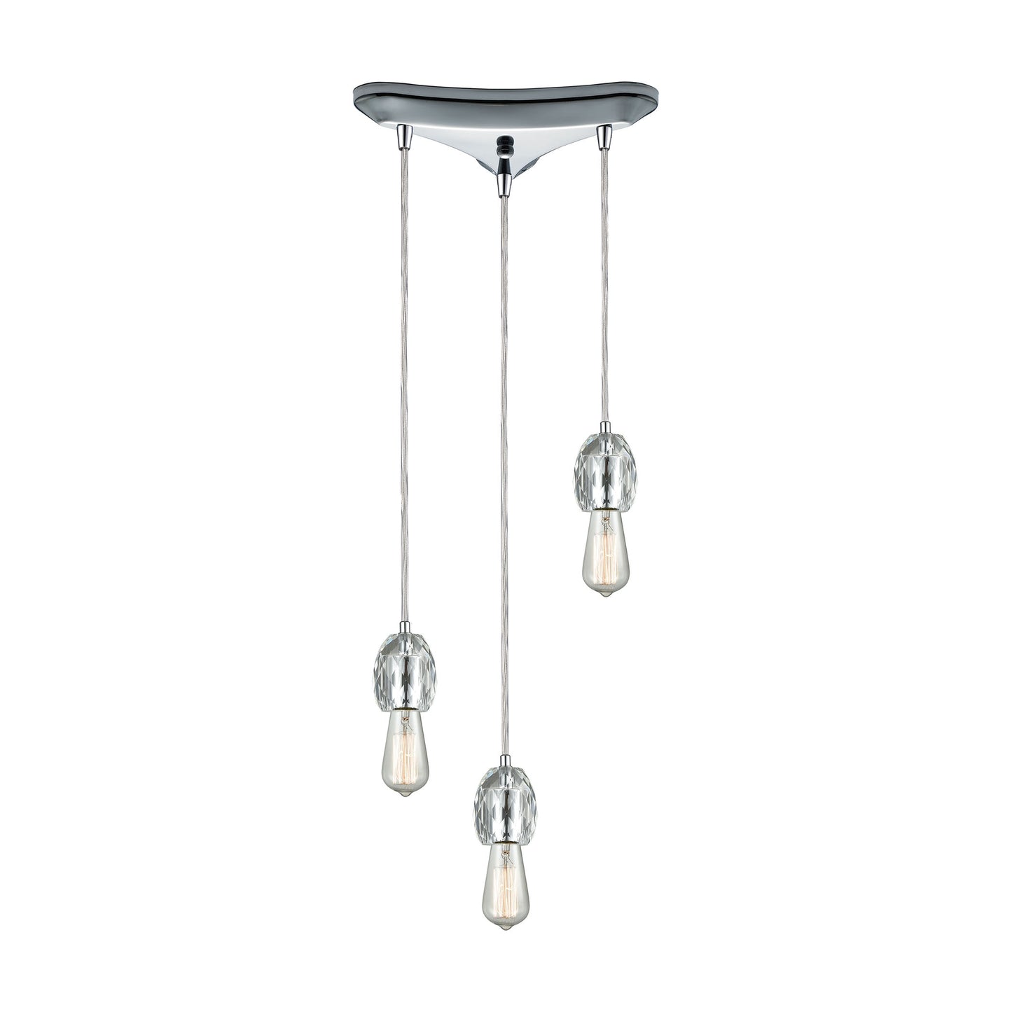 ELK SHOWROOM 33220/3 Socketholder 3-Light Triangular Pendant Fixture in Polished Chrome