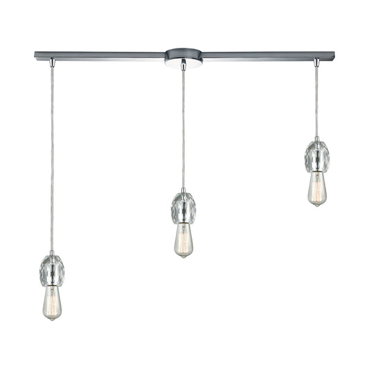 ELK SHOWROOM 33220/3L Socketholder 3-Light Linear Mini Pendant Fixture in Polished Chrome