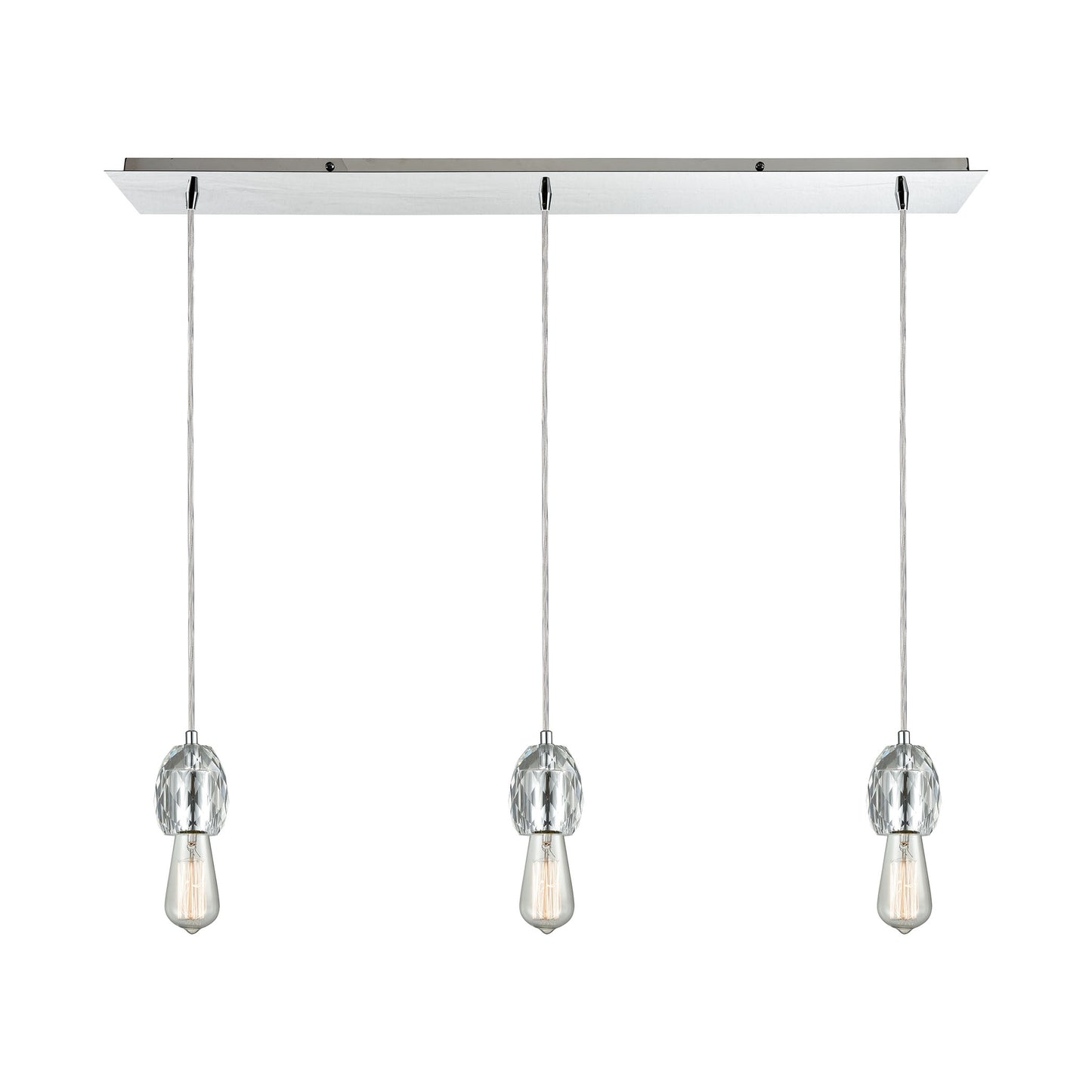 ELK SHOWROOM 33220/3LP Socketholder 3-Light Linear Mini Pendant Fixture in Polished Chrome