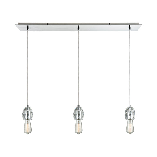 ELK SHOWROOM 33220/3LP Socketholder 3-Light Linear Mini Pendant Fixture in Polished Chrome