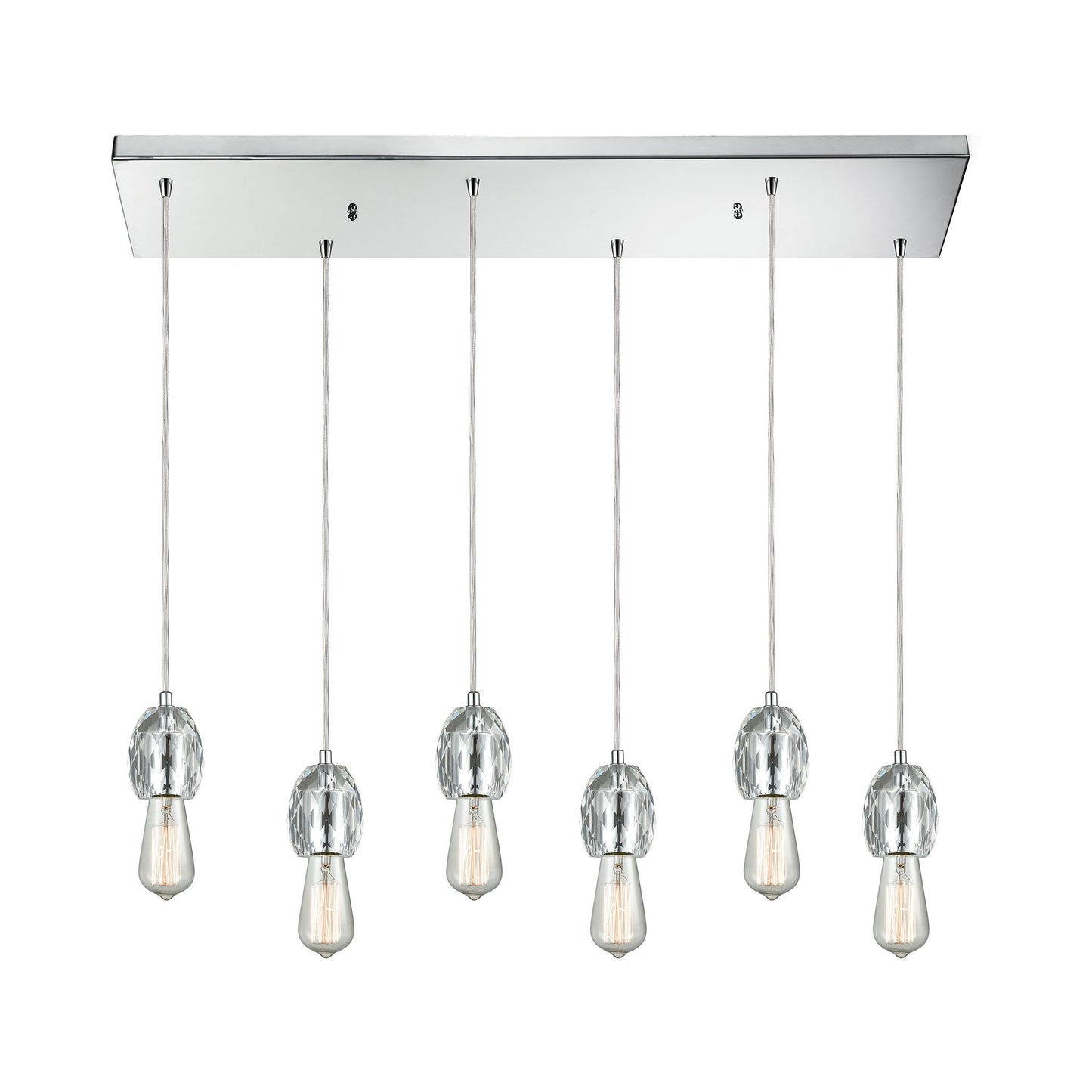 ELK SHOWROOM 33220/6RC Socketholder 6-Light Rectangular Pendant Fixture in Polished Chrome