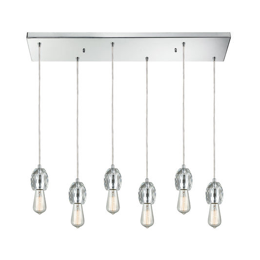 ELK SHOWROOM 33220/6RC Socketholder 6-Light Rectangular Pendant Fixture in Polished Chrome