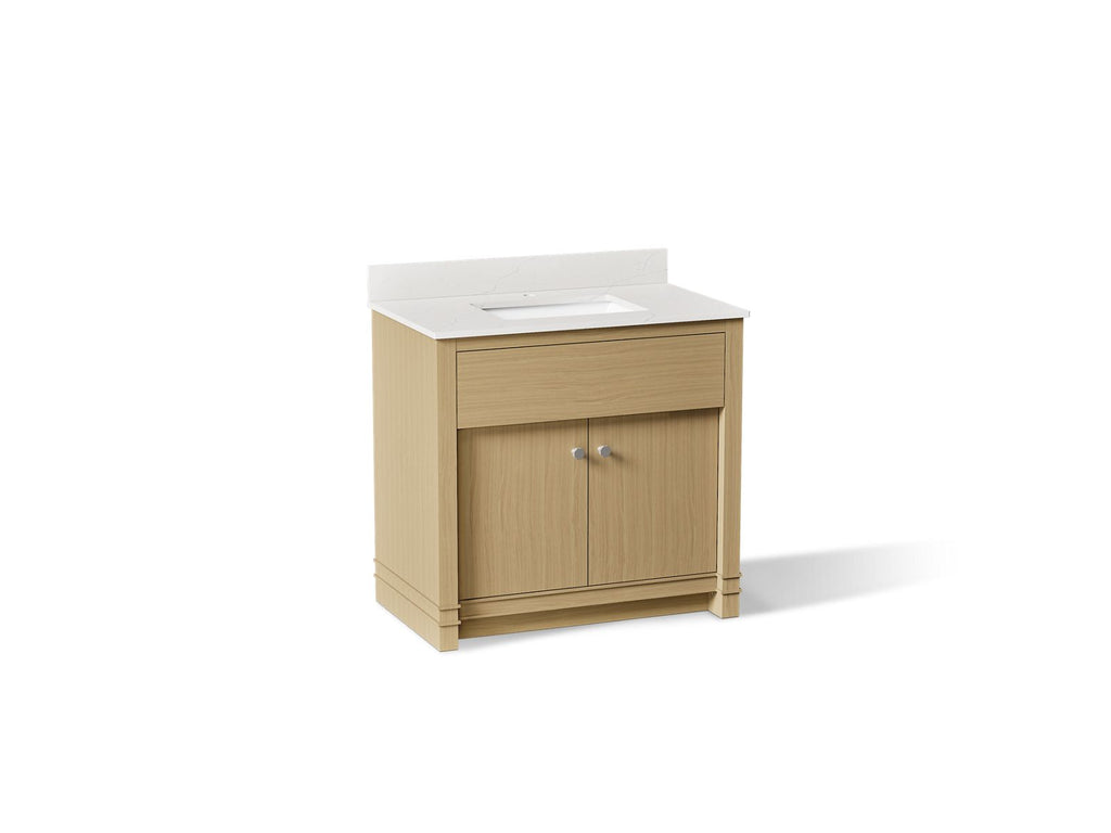 KOHLER K-33266-WEK Alouette 36" Bathroom Vanity Cabinet With Sink And Quartz Top - Light Oak