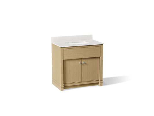 KOHLER K-33266-WEK Alouette 36" bathroom vanity cabinet with sink and quartz top - Light Oak