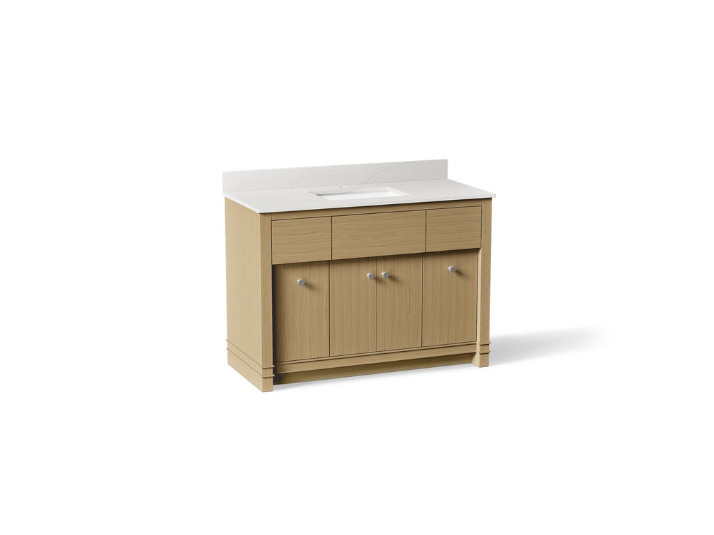 KOHLER K-33268-WEK Alouette 48" Bathroom Vanity Cabinet With Sink And Quartz Top - Light Oak