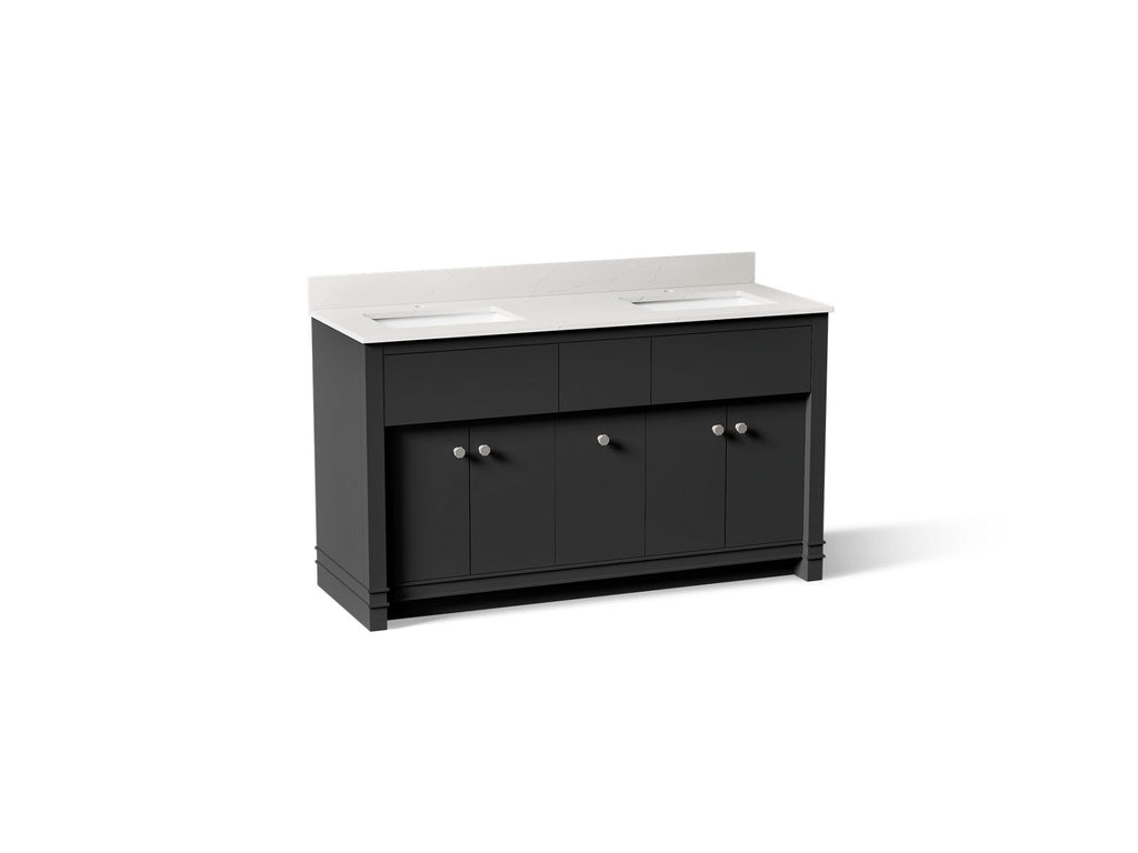 KOHLER K-33293-DWG Alouette 60" Bathroom Vanity Cabinet With Sinks And Quartz Top - Ferrous Grey