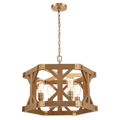 ELK SHOWROOM 33323/4 Structure 23'' Wide 4-Light Chandelier - Medium Oak