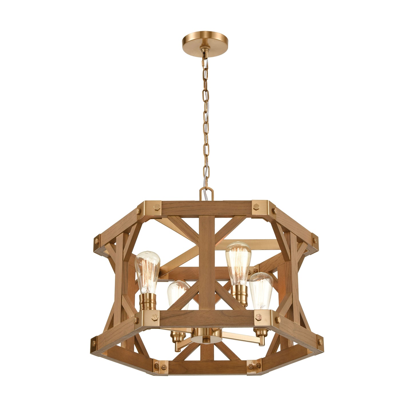 ELK SHOWROOM 33323/4 Structure 23'' Wide 4-Light Chandelier - Medium Oak