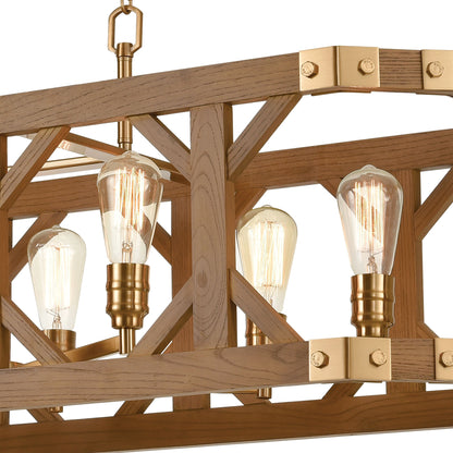 ELK SHOWROOM 33325/8 Structure 48'' Wide 8-Light Linear Chandelier - Medium Oak