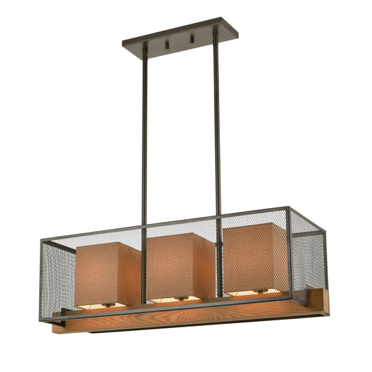 ELK SHOWROOM 33346/3 Crossbeam 35'' Wide 3-Light Linear Chandelier - Oil Rubbed Bronze