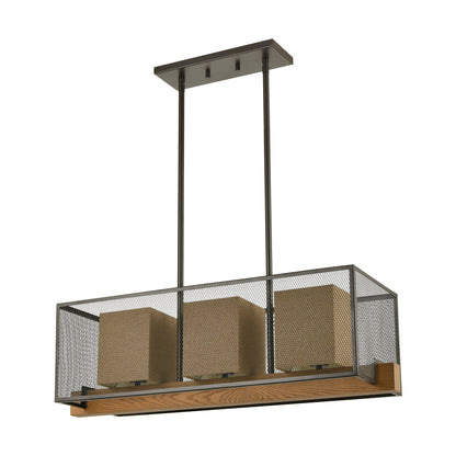 ELK SHOWROOM 33346/3 Crossbeam 35'' Wide 3-Light Linear Chandelier - Oil Rubbed Bronze